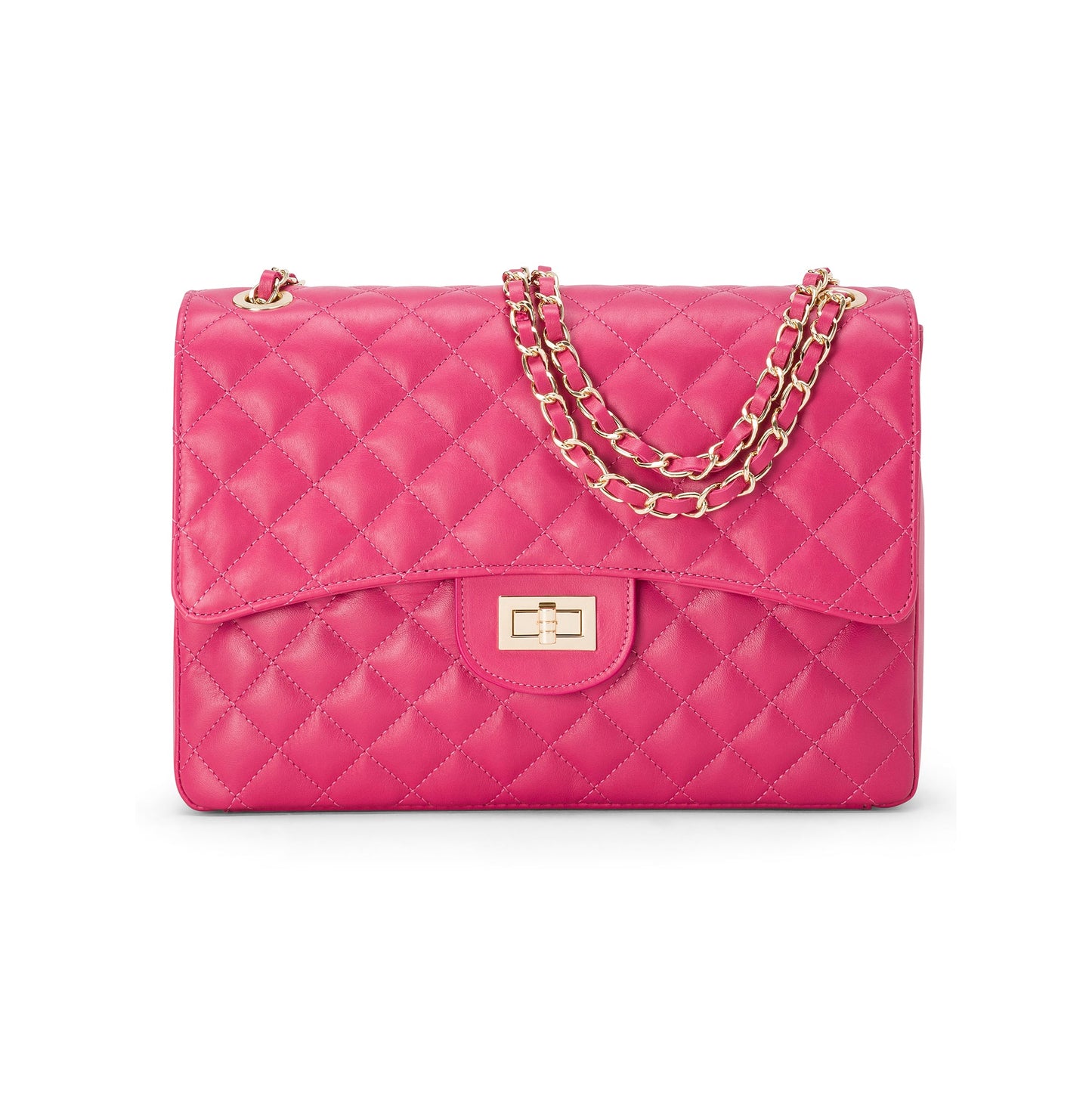 Borsa Donna a Spalla Fucsia, in Vera Pelle, Made In Italy, Vivienne