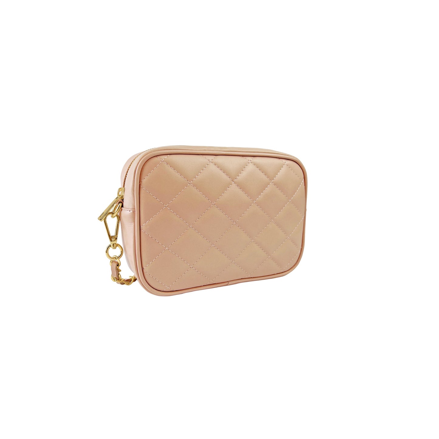 Borsa Donna a Tracolla Trapuntata Rosa, In Vera Pelle, Made in Italy, Nora