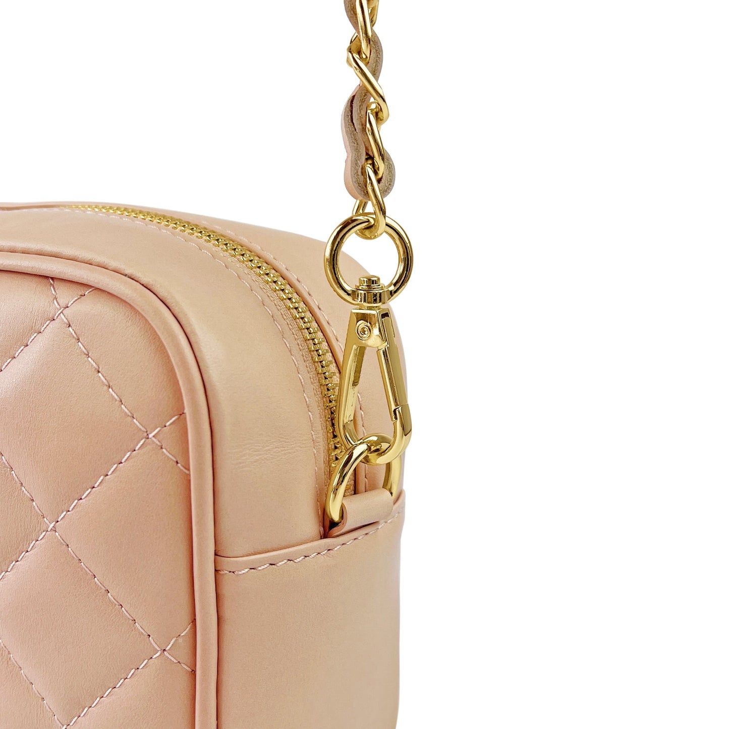 Borsa Donna a Tracolla Trapuntata Rosa, In Vera Pelle, Made in Italy, Nora