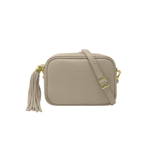 Borsa Donna a Tracolla Grigio Perla, In Vera Pelle, Made in Italy, Anastasia
