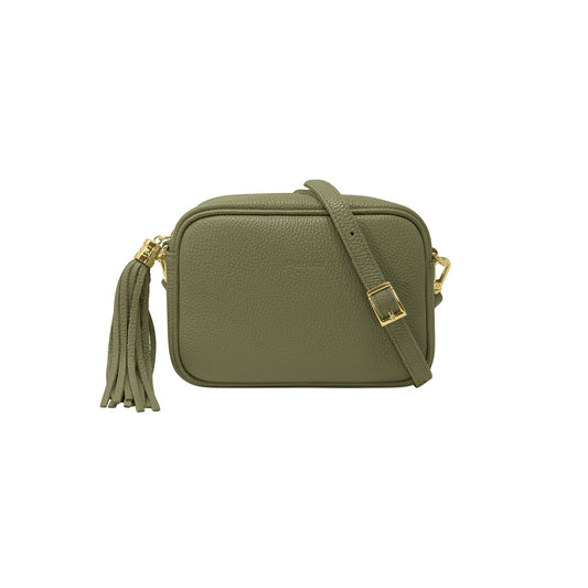 Borsa Donna a Tracolla Verde Militare, In Vera Pelle, Made in Italy, Anastasia