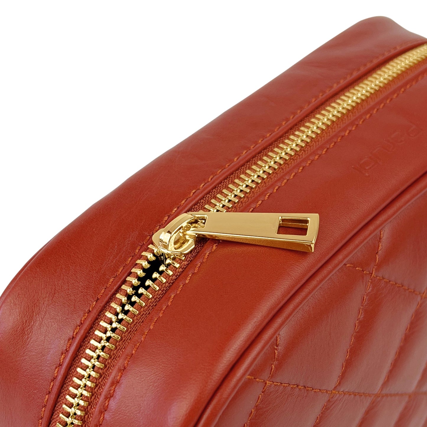 Borsa Donna a Tracolla Trapuntata Rosso Mattone, In Vera Pelle, Made in Italy, Nora