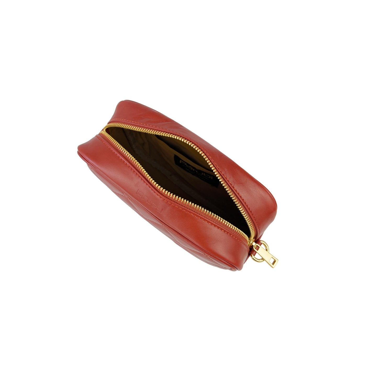 Borsa Donna a Tracolla Trapuntata Rosso Mattone, In Vera Pelle, Made in Italy, Nora