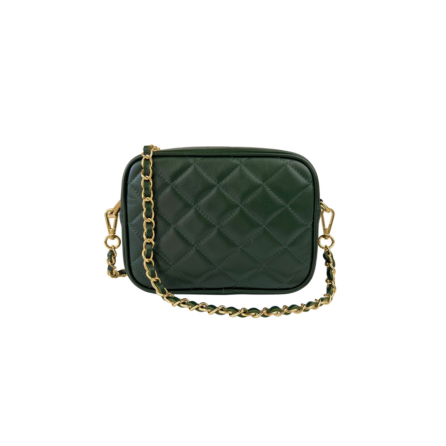 Borsa Donna a Tracolla Trapuntata Verde, In Vera Pelle, Made in Italy, Nora