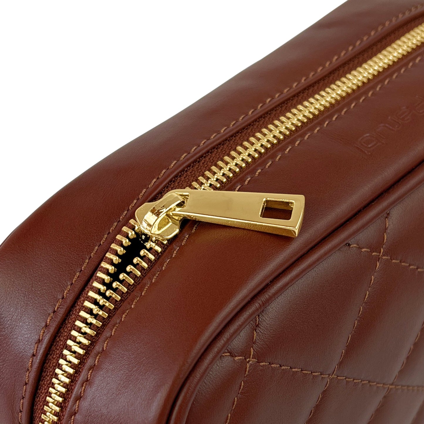 Borsa Donna a Tracolla Trapuntata Marrone, In Vera Pelle, Made in Italy, Nora