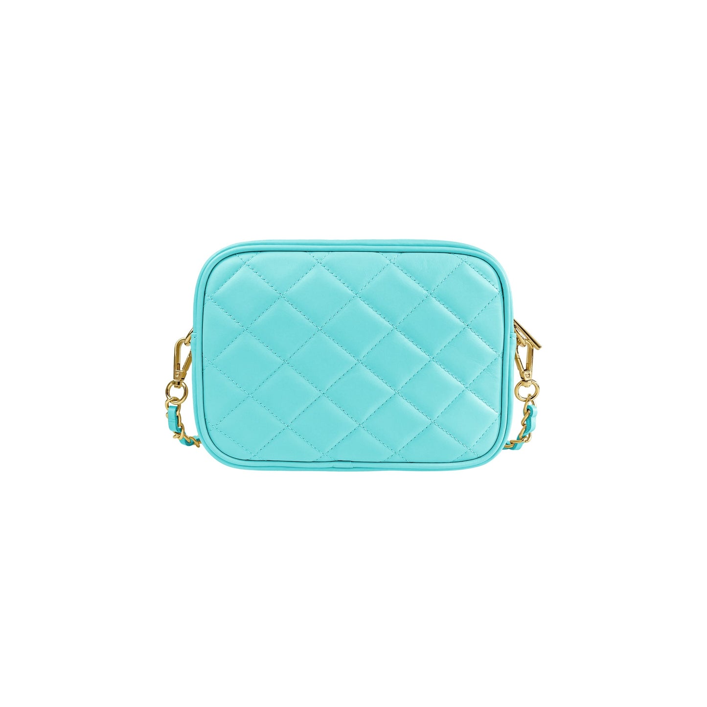 Borsa Donna a Tracolla Trapuntata Acquamarina, In Vera Pelle, Made in Italy, Nora