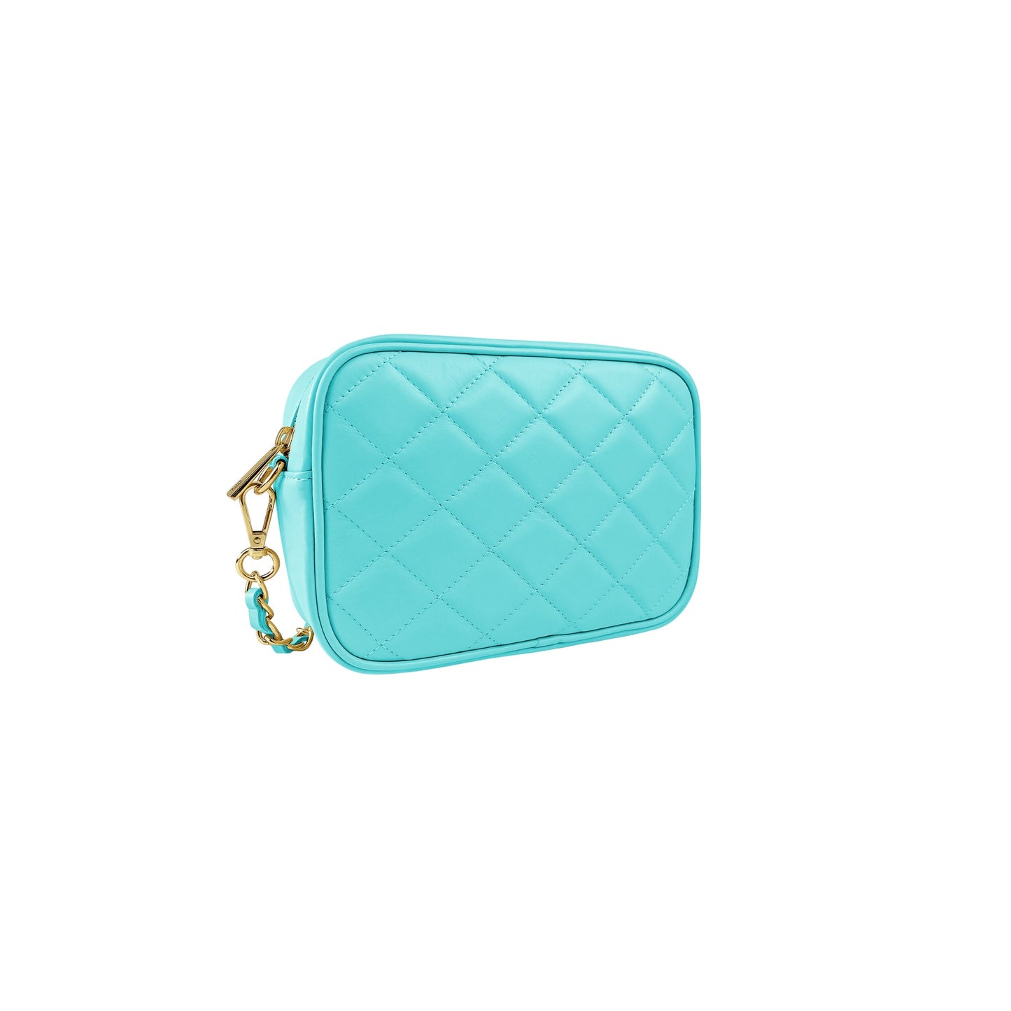 Borsa Donna a Tracolla Trapuntata Acquamarina, In Vera Pelle, Made in Italy, Nora