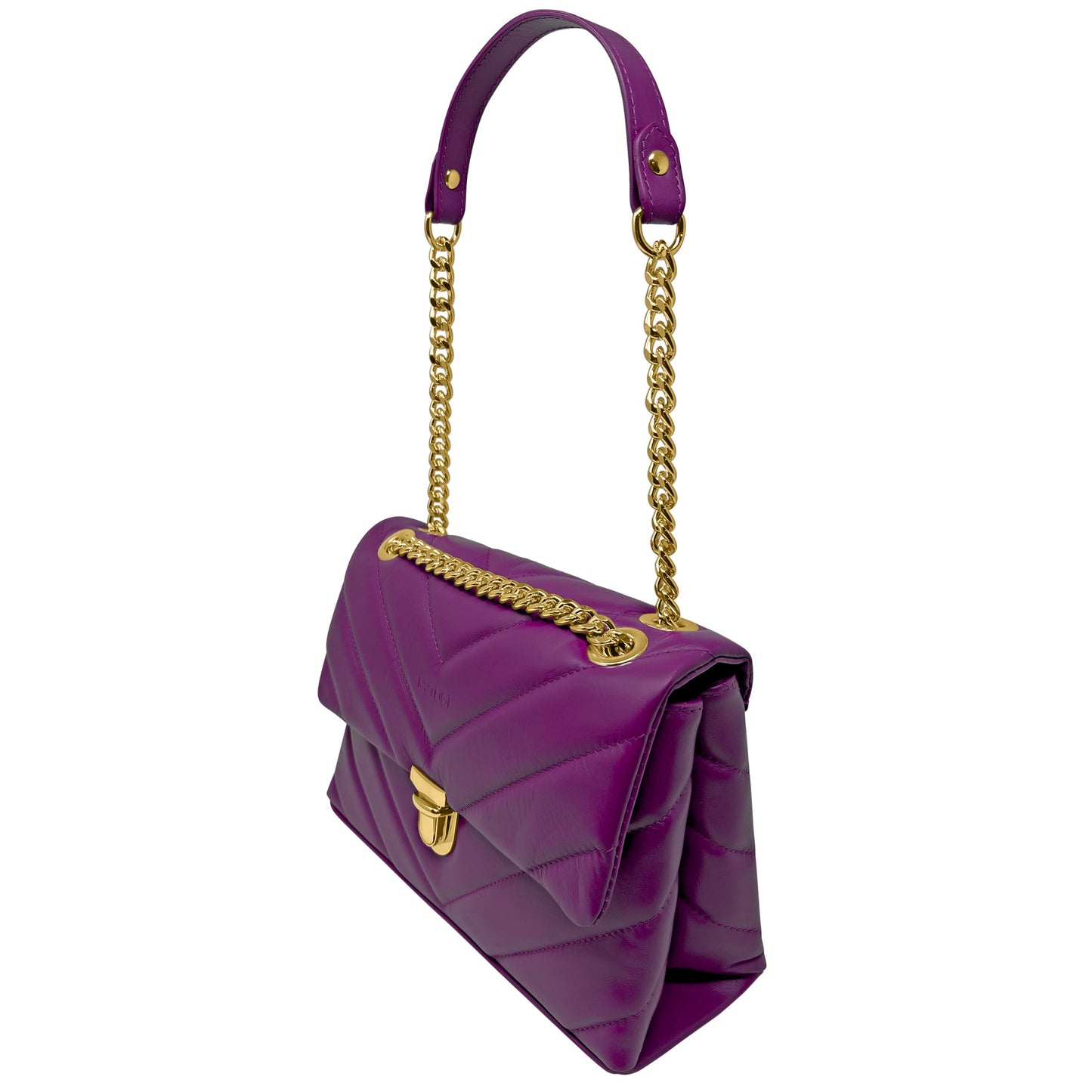 Borsa Donna a Spalla e Tracolla Viola, In Vera Pelle, Made in Italy, Elda