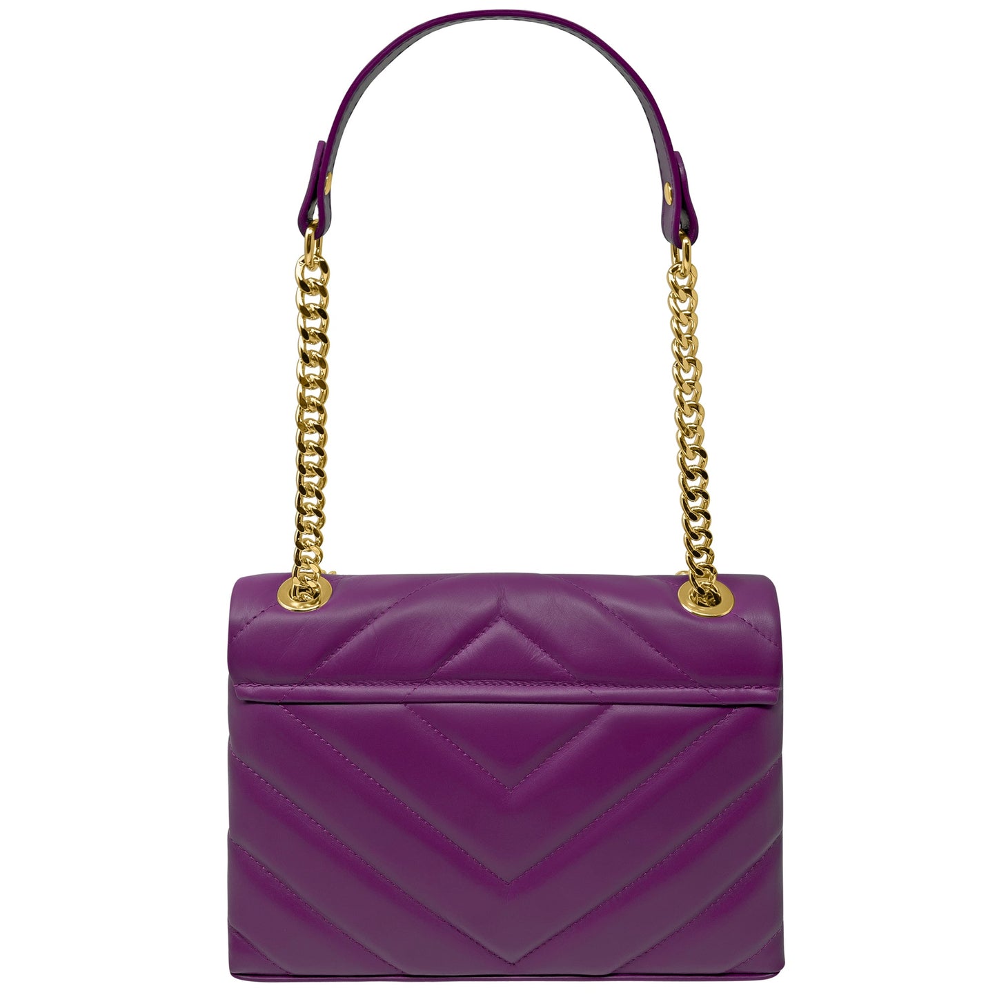 Borsa Donna a Spalla e Tracolla Viola, In Vera Pelle, Made in Italy, Elda