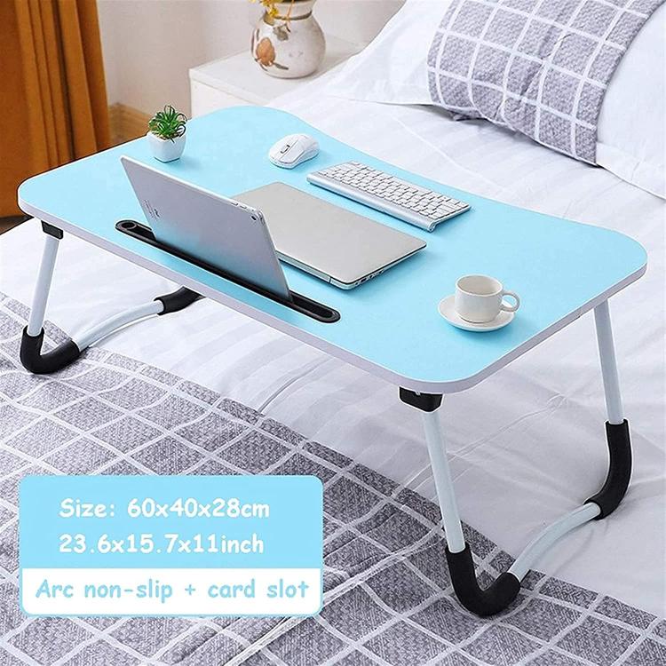 Tavolino Pieghevole Letto Vassoio Colazione Studio Tablet Pc Notebook Legno Blu