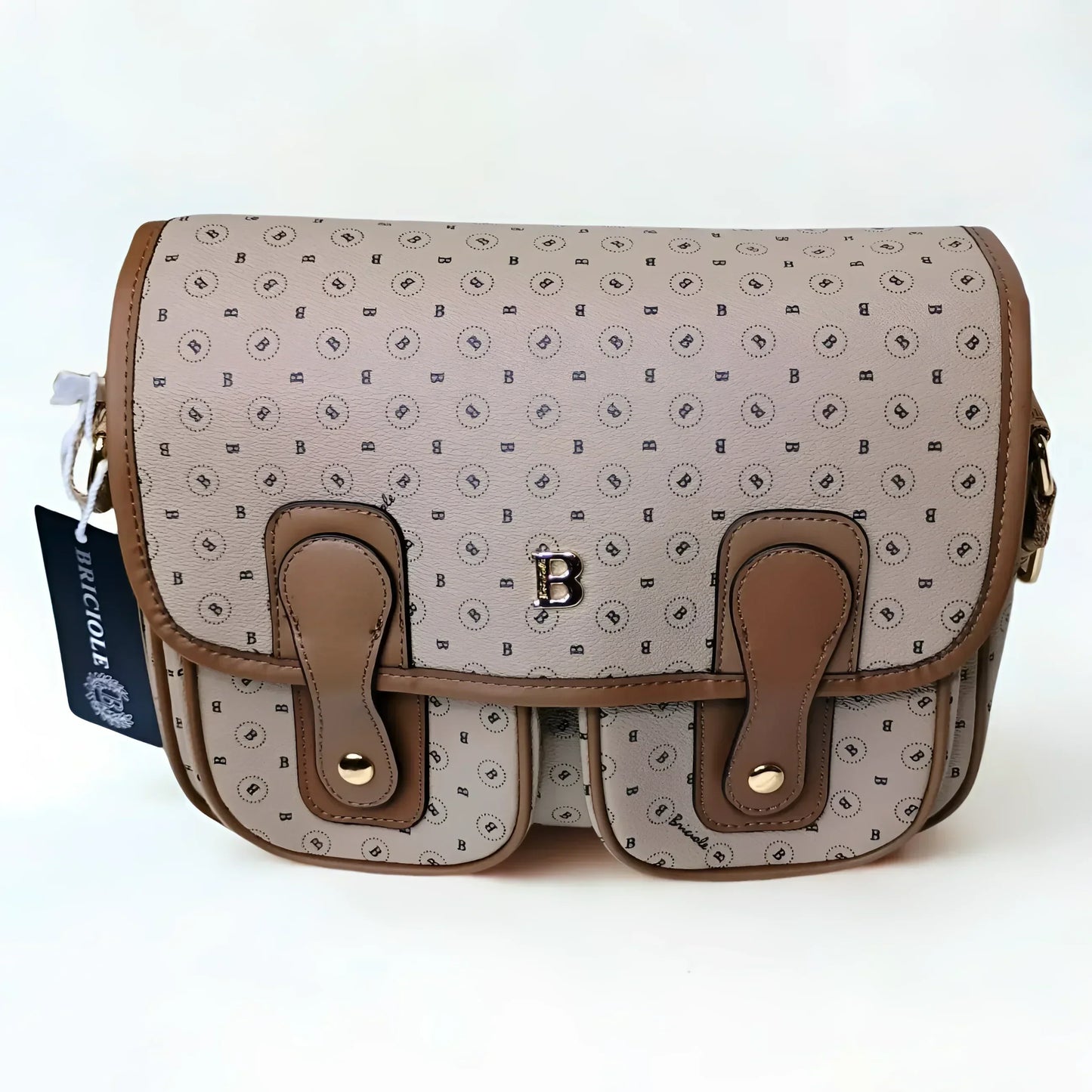Beige leather Shoulder Bag MS-9056
