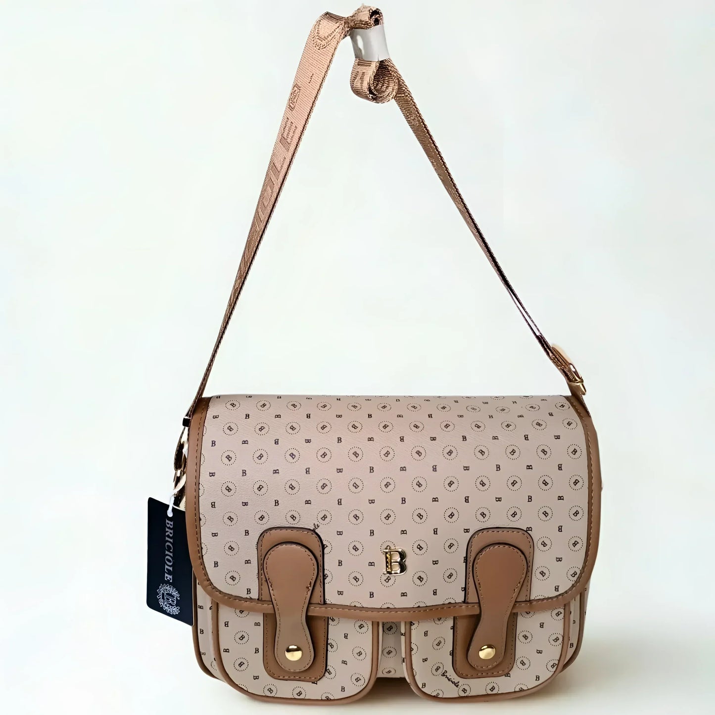 Beige leather Shoulder Bag MS-9056