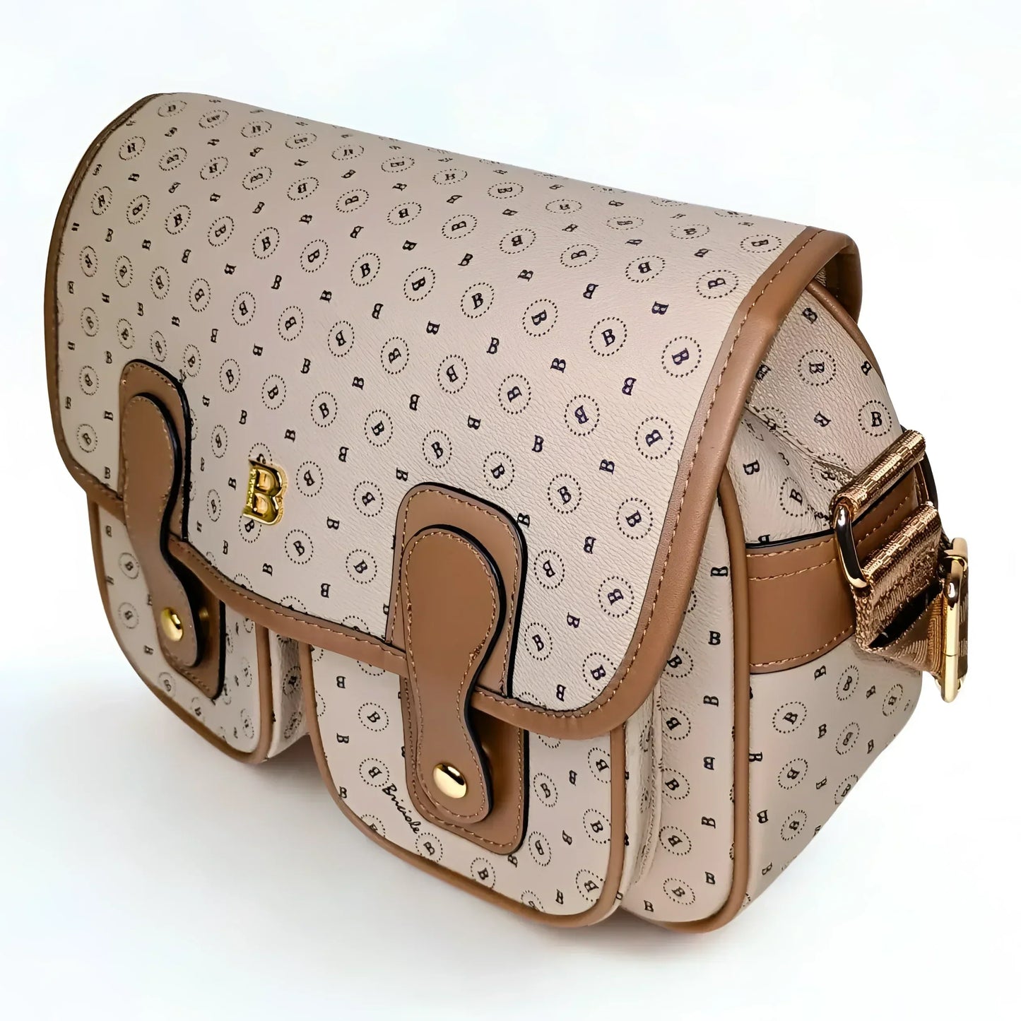 Beige leather Shoulder Bag MS-9056