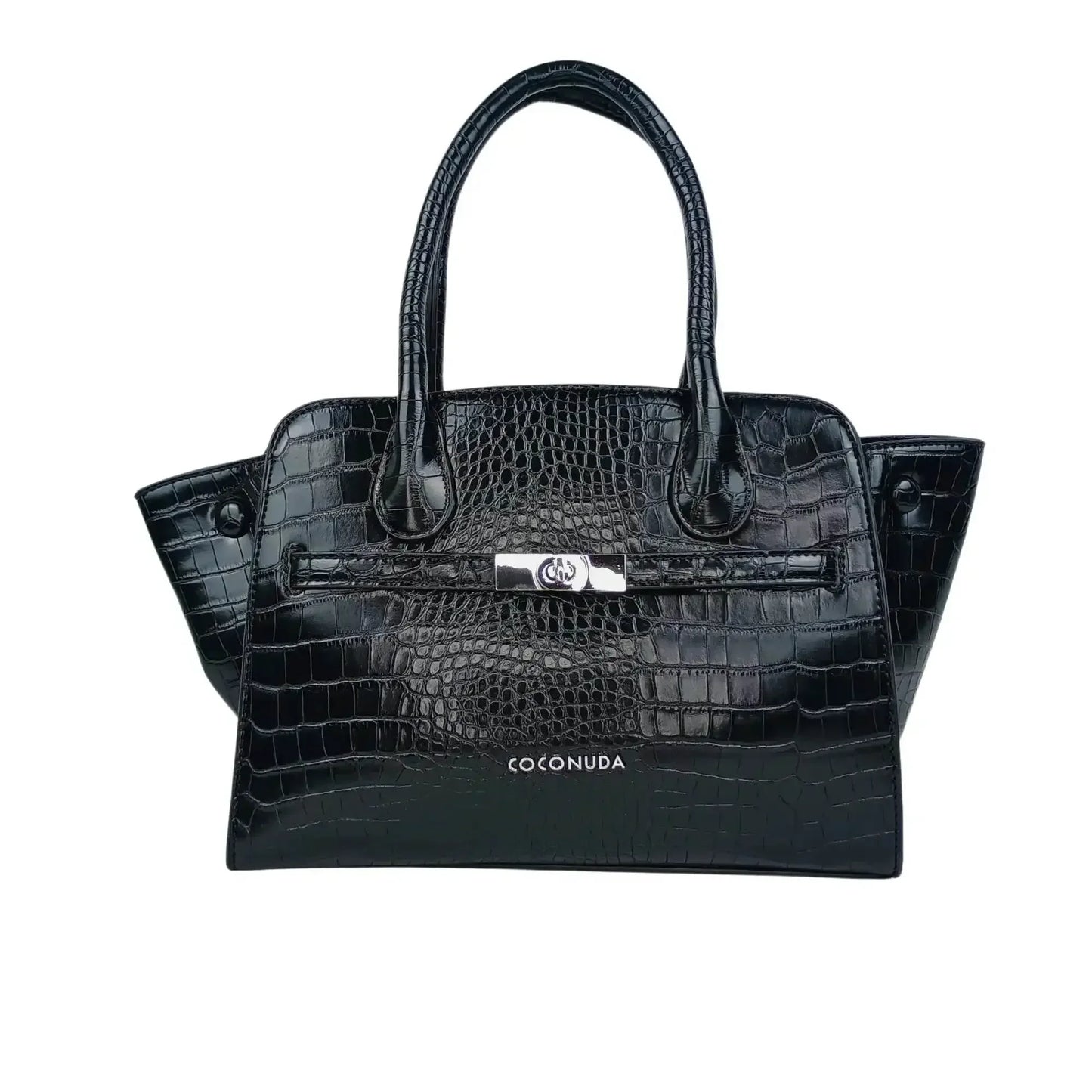 Black Crocodile Leather Handbag - MS-3643