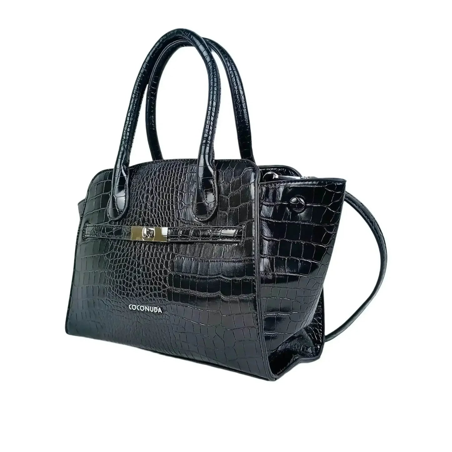 Black Crocodile Leather Handbag - MS-3643