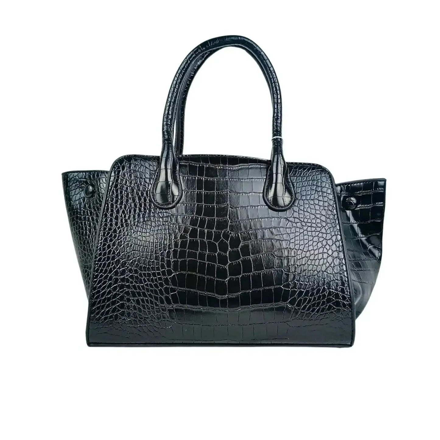 Black Crocodile Leather Handbag - MS-3643