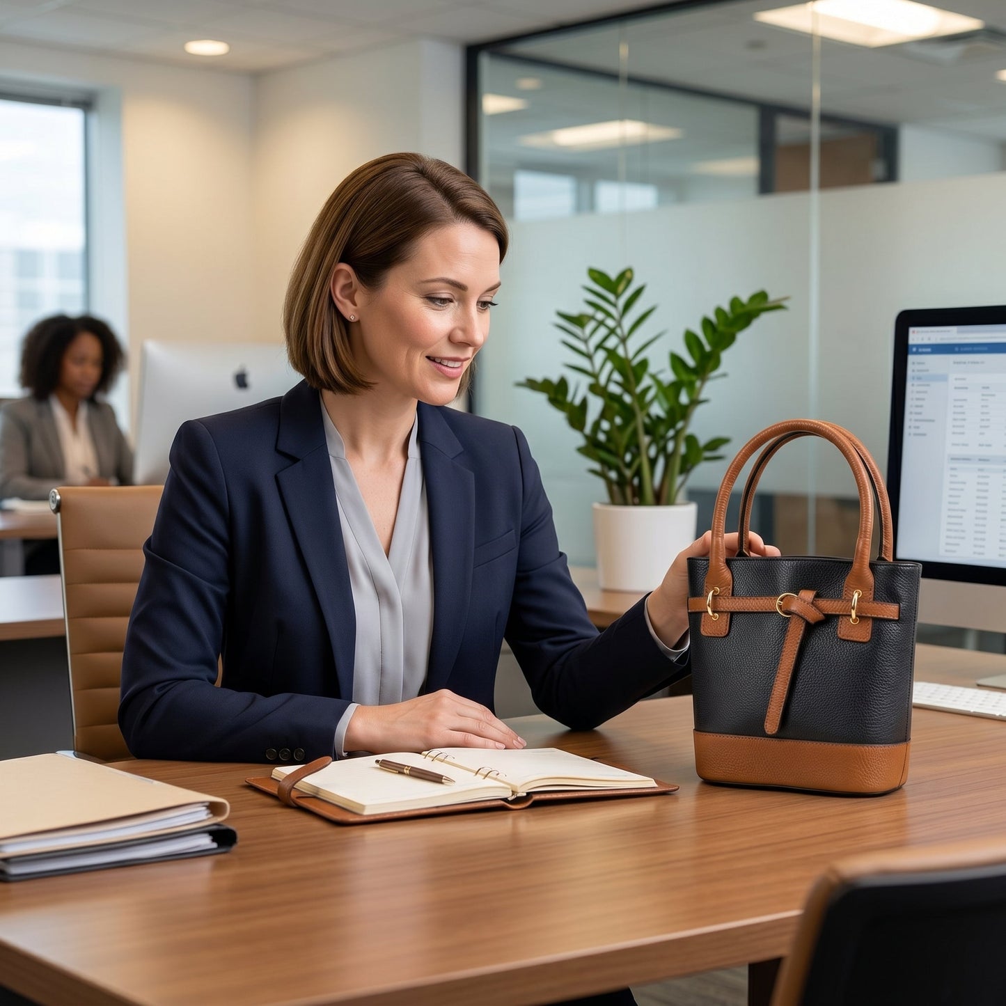 Borsa Bucky in Vera Pelle con Tracolla Regolabile