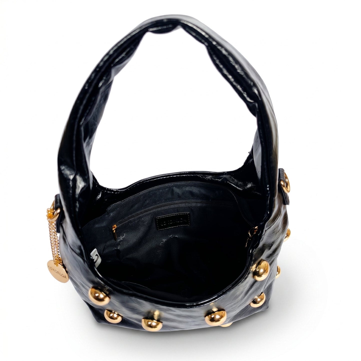 Borsa Hobo Nera con Borchie Dorate – Coconuda