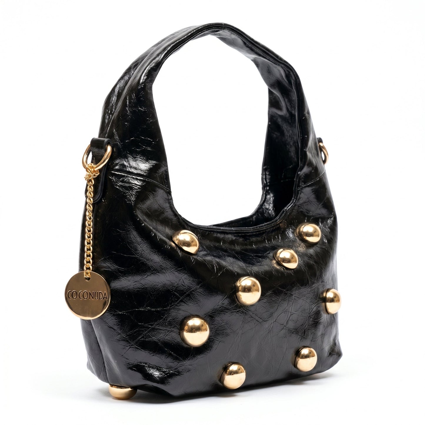 Borsa Hobo Nera con Borchie Dorate – Coconuda