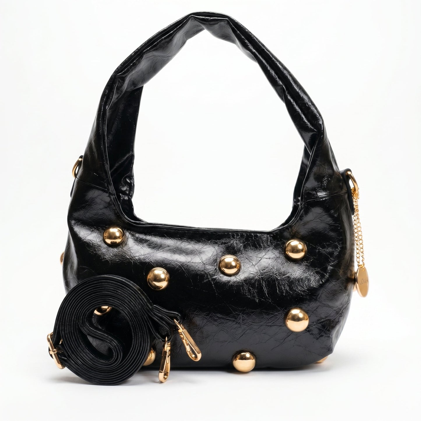 Borsa Hobo Nera con Borchie Dorate – Coconuda