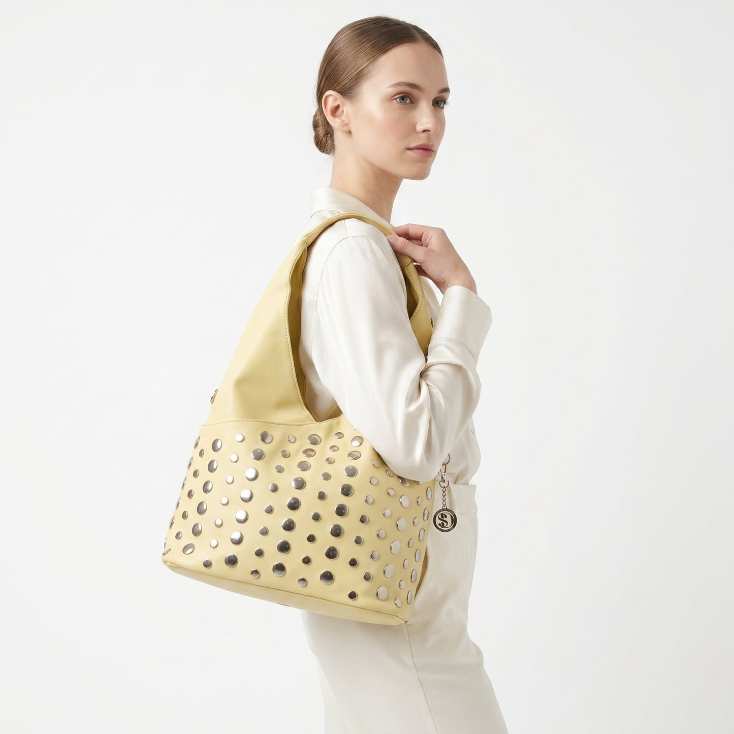 Borsa Silver Dot Media in Ecopelle con Tracolla Regolabile