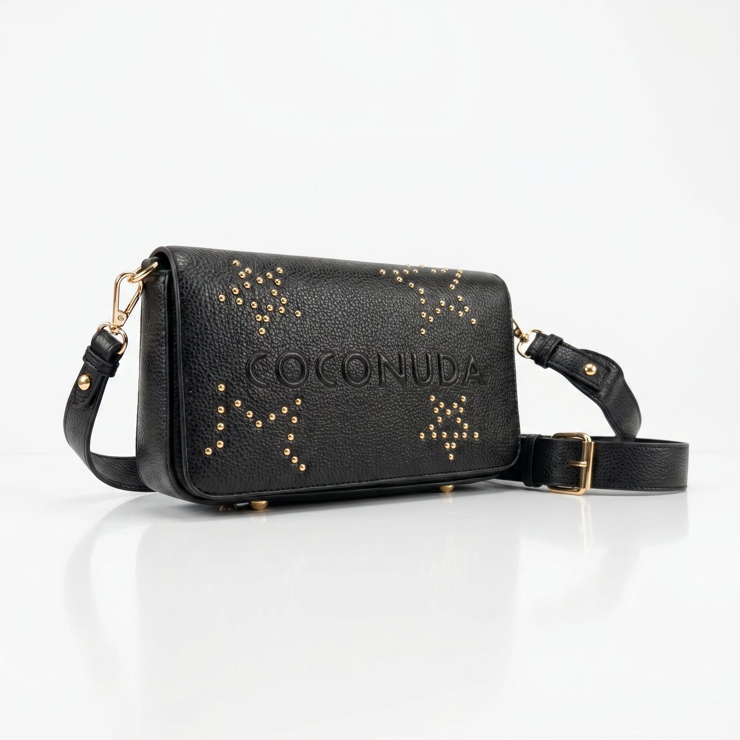 Borsa Tracolla in Ecopelle con Logo in Rilievo e Borchie – Coconuda