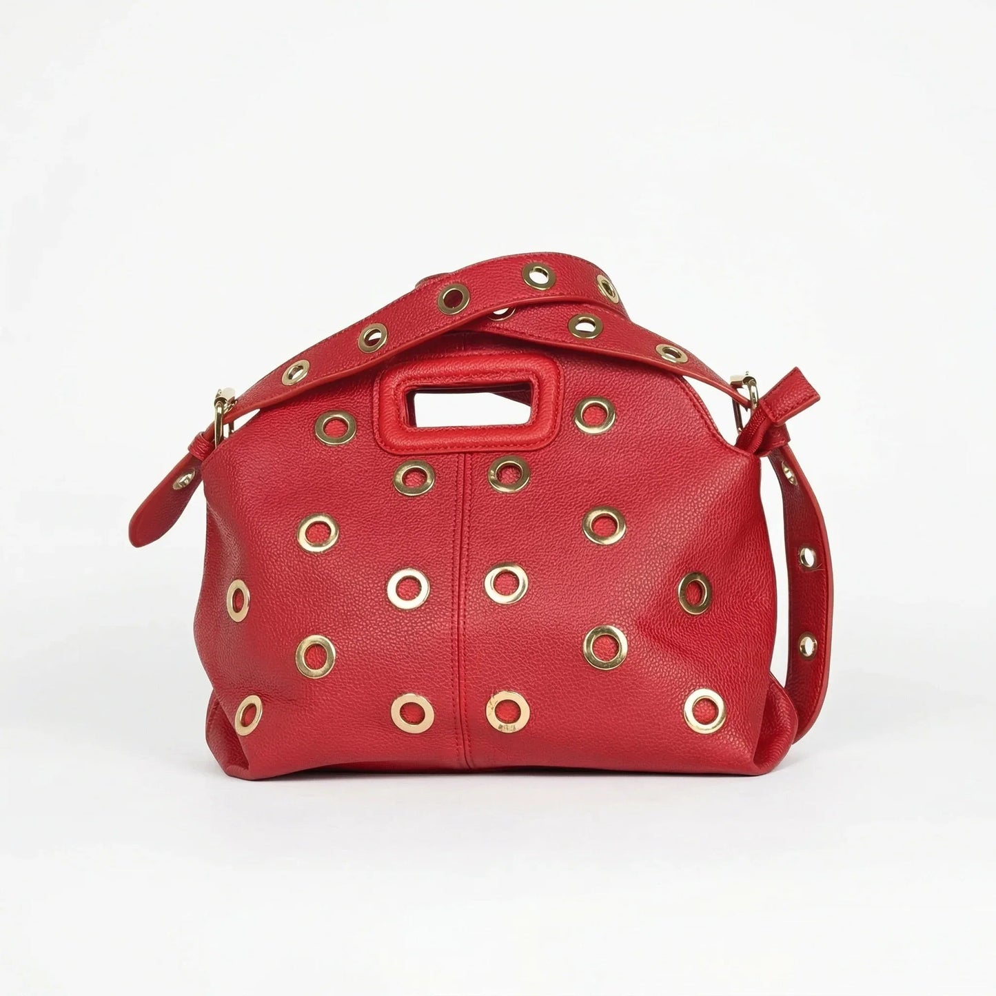 Borsa a Spalla con Occhielli Circolari Dorati in Ecopelle Resistente