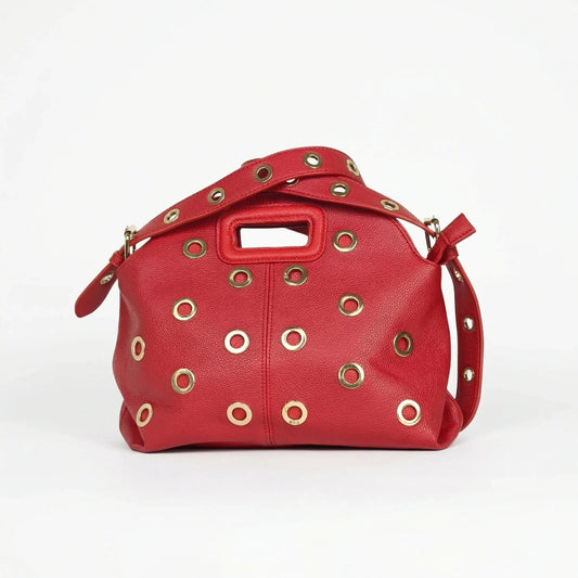 Borsa a Spalla con Occhielli Circolari Dorati in Ecopelle Resistente