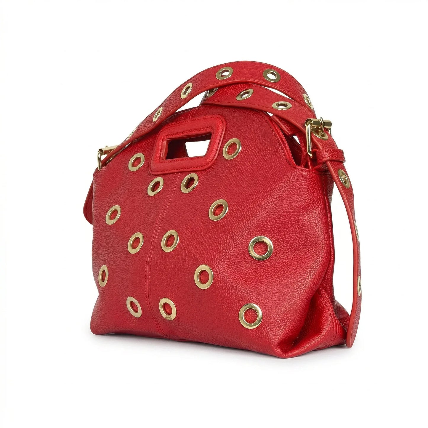 Borsa a Spalla con Occhielli Circolari Dorati in Ecopelle Resistente