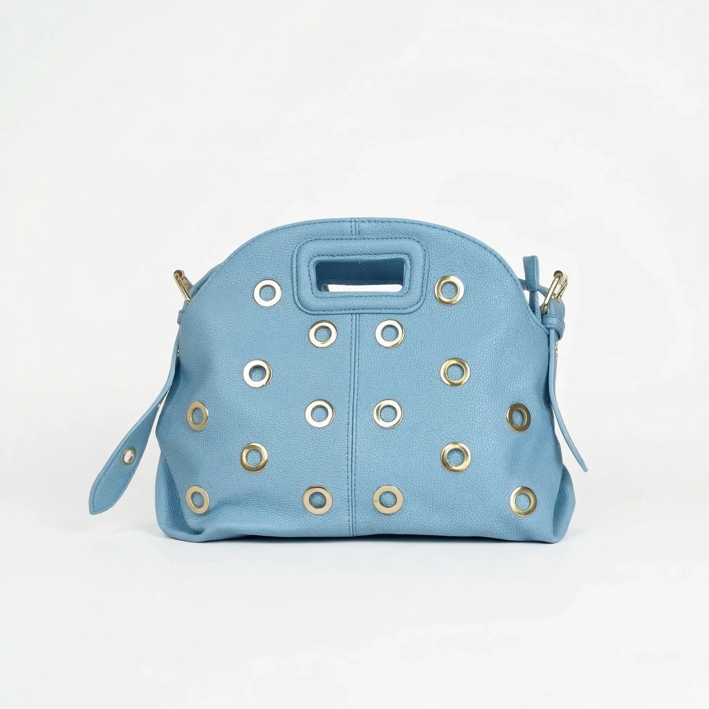 Borsa a Spalla con Occhielli Circolari Dorati in Ecopelle Resistente