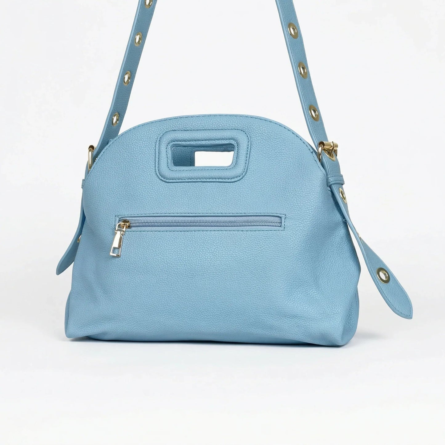 Borsa a Spalla con Occhielli Circolari Dorati in Ecopelle Resistente