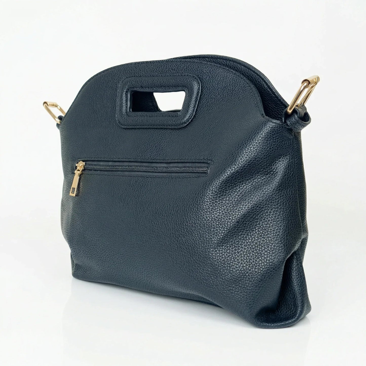 Borsa a Spalla con Occhielli Circolari Dorati in Ecopelle Resistente