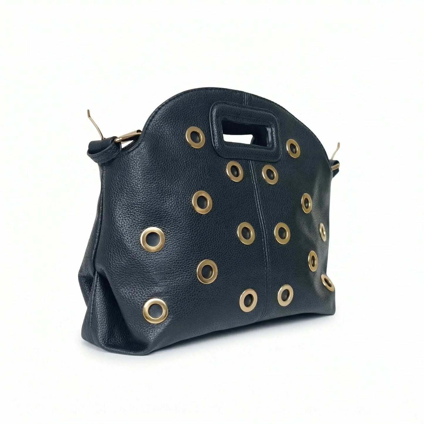 Borsa a Spalla con Occhielli Circolari Dorati in Ecopelle Resistente