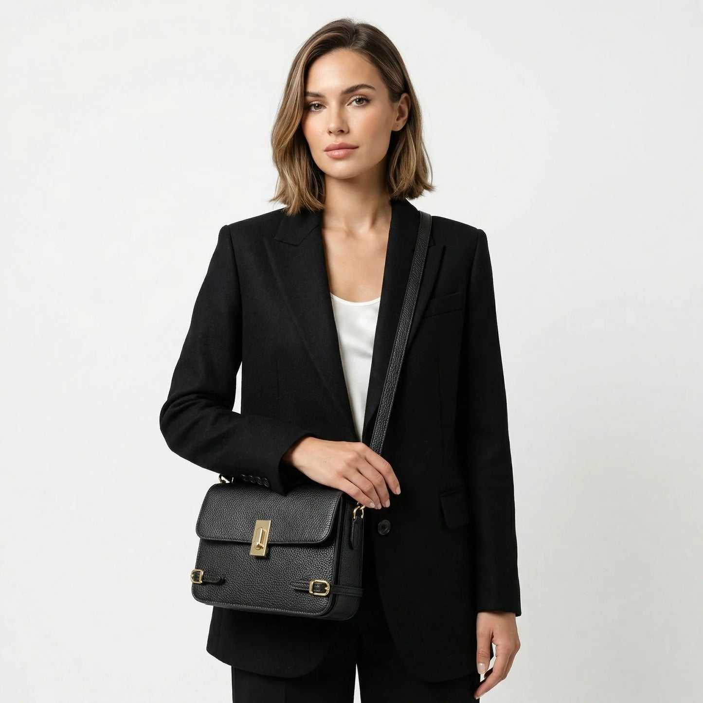 Borsa a Tracolla Buckle Up in Vera Pelle Regolabile
