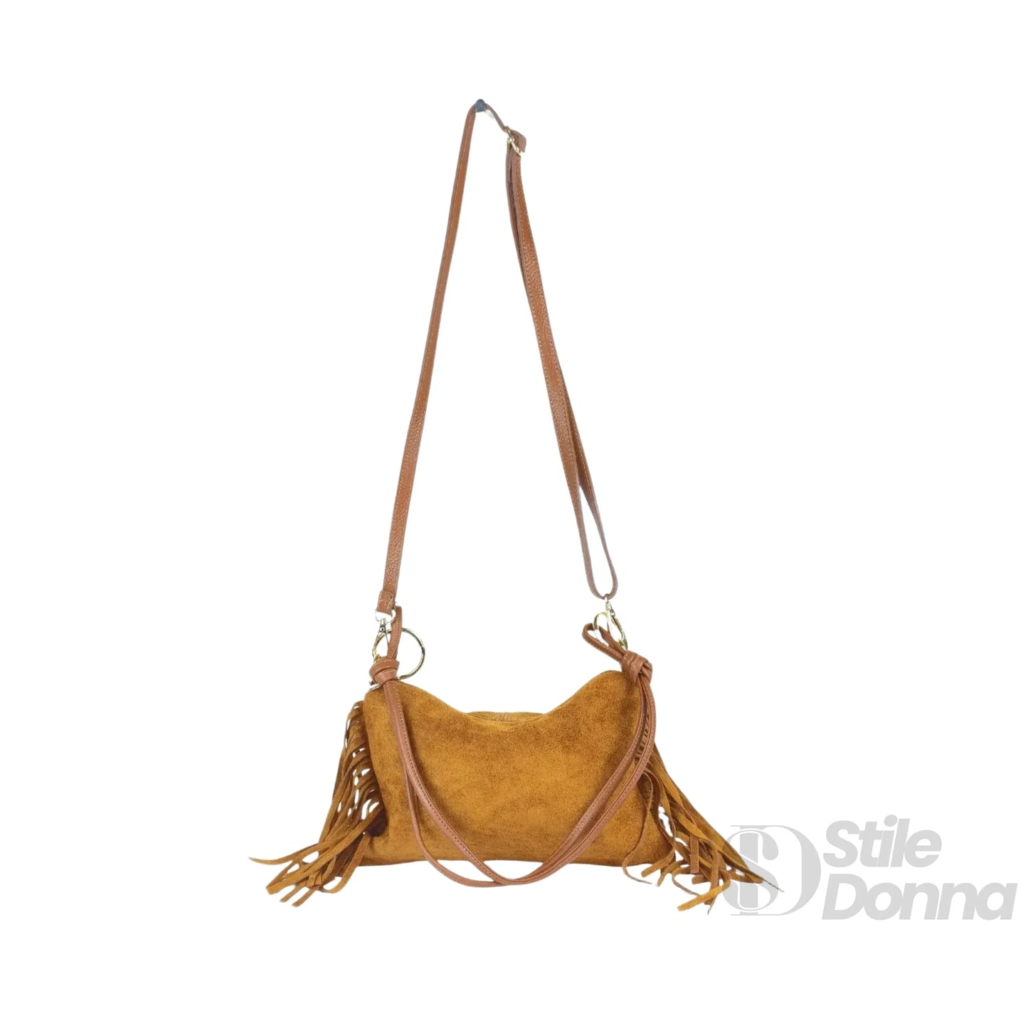 Borsa a Tracolla Camilla Boho in Pelle Scamosciata con Frange