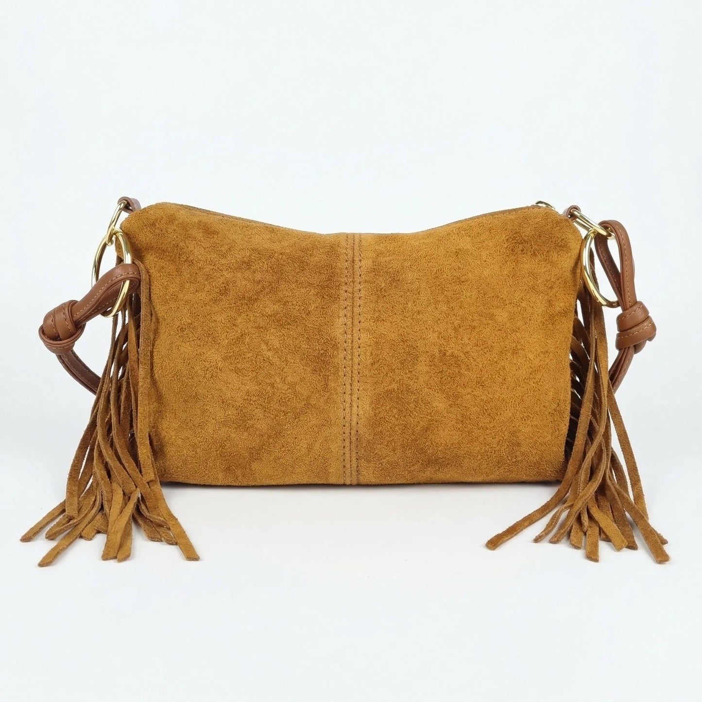 Borsa a Tracolla Camilla Boho in Pelle Scamosciata con Frange