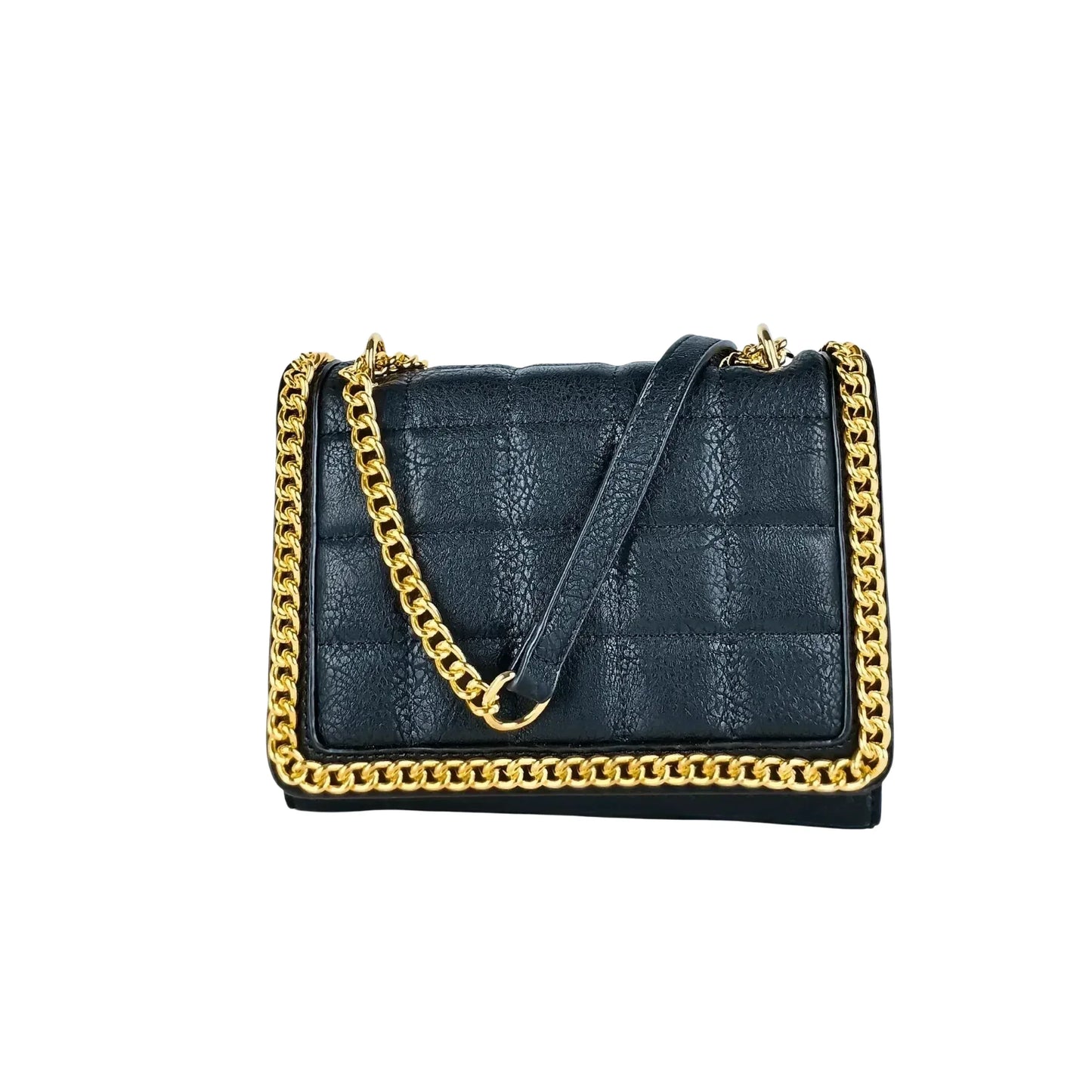 Quilted Black Faux Leather Crossbody - Bag MS-8891