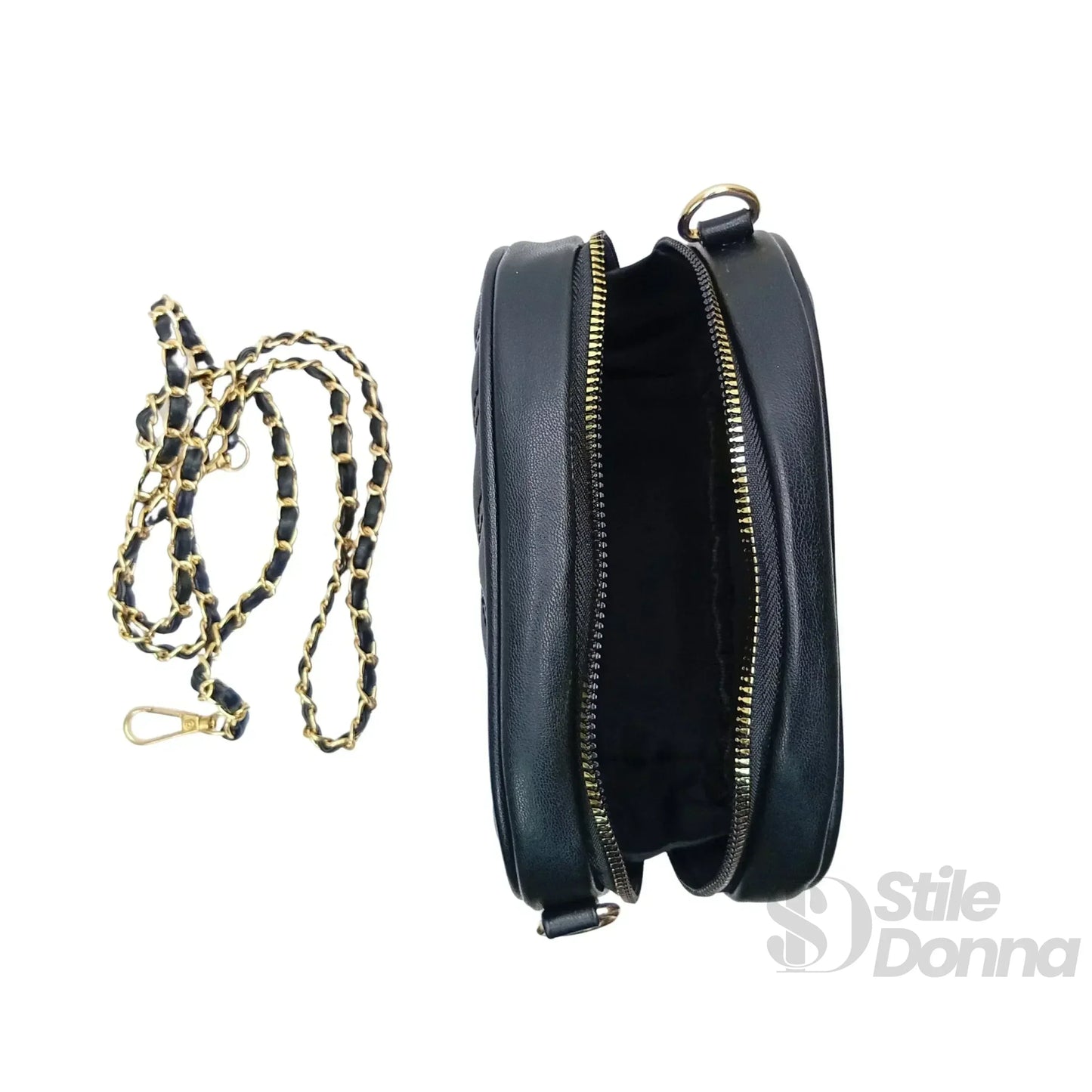 Borsa a Tracolla Ovale Trapuntata in Ecopelle Leggera