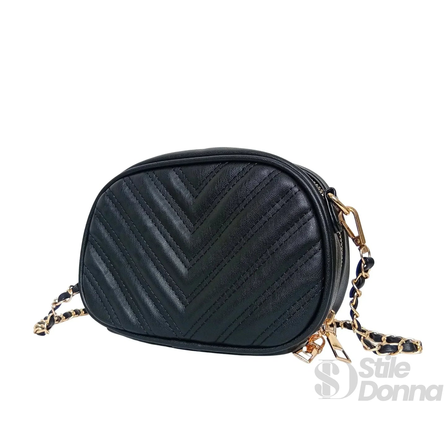 Borsa a Tracolla Ovale Trapuntata in Ecopelle Leggera