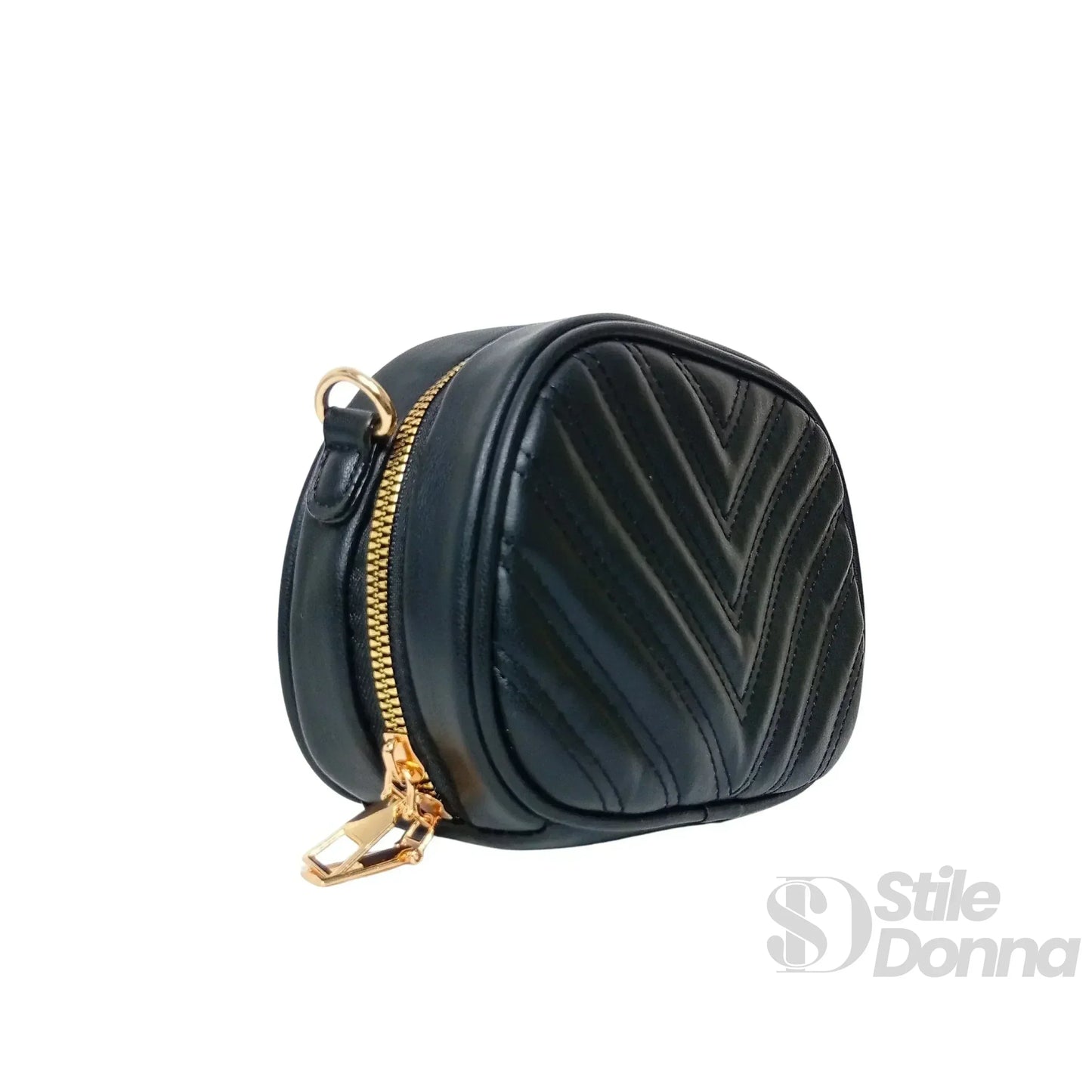Borsa a Tracolla Ovale Trapuntata in Ecopelle Leggera
