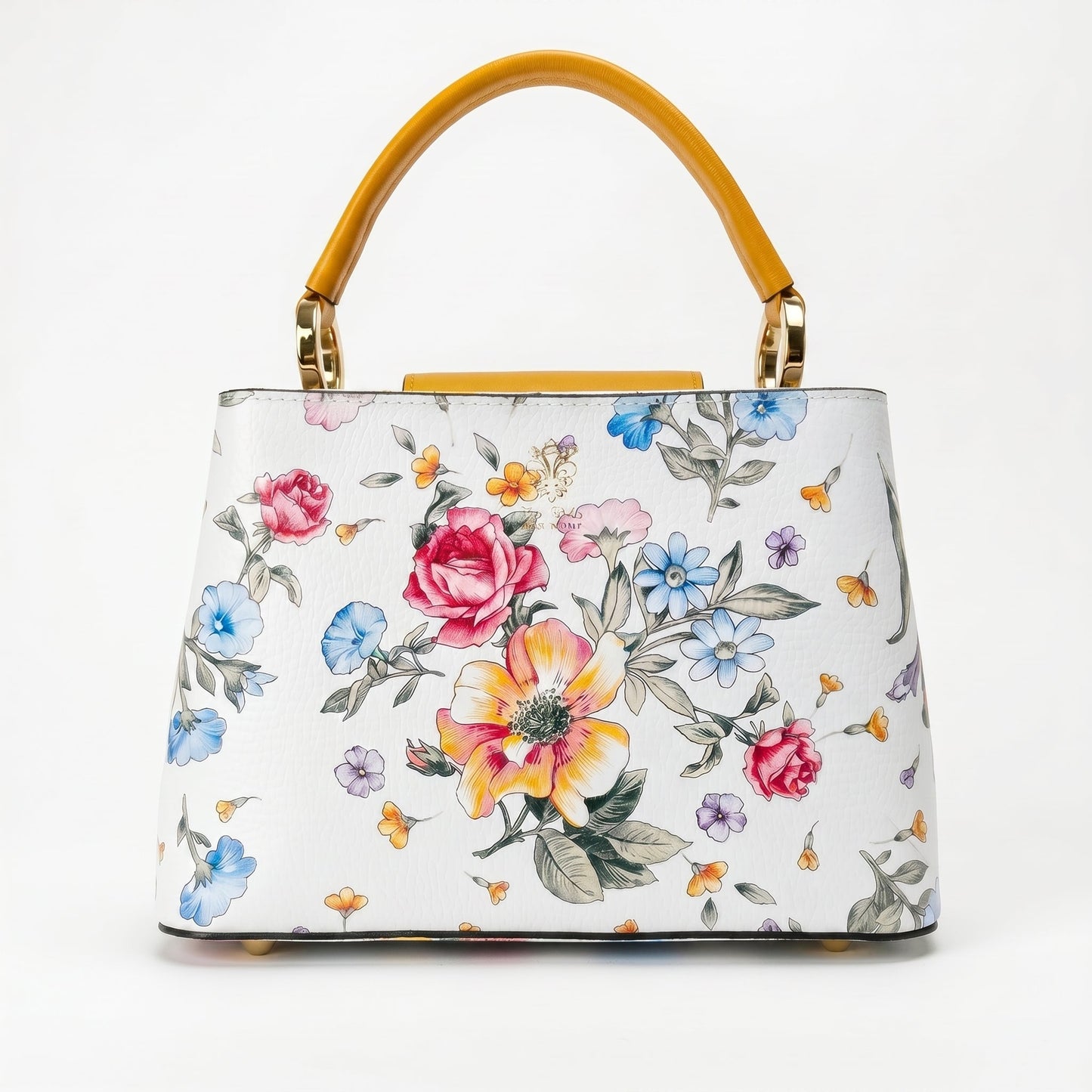 Borsa a Tracolla con Stampa Floreale in Vera Pelle Made in Italy