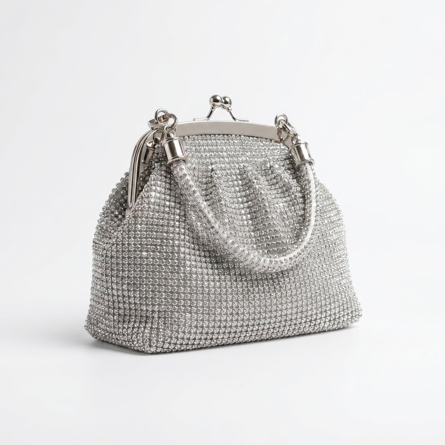 Borsa da Sera in Mesh di Strass Argento