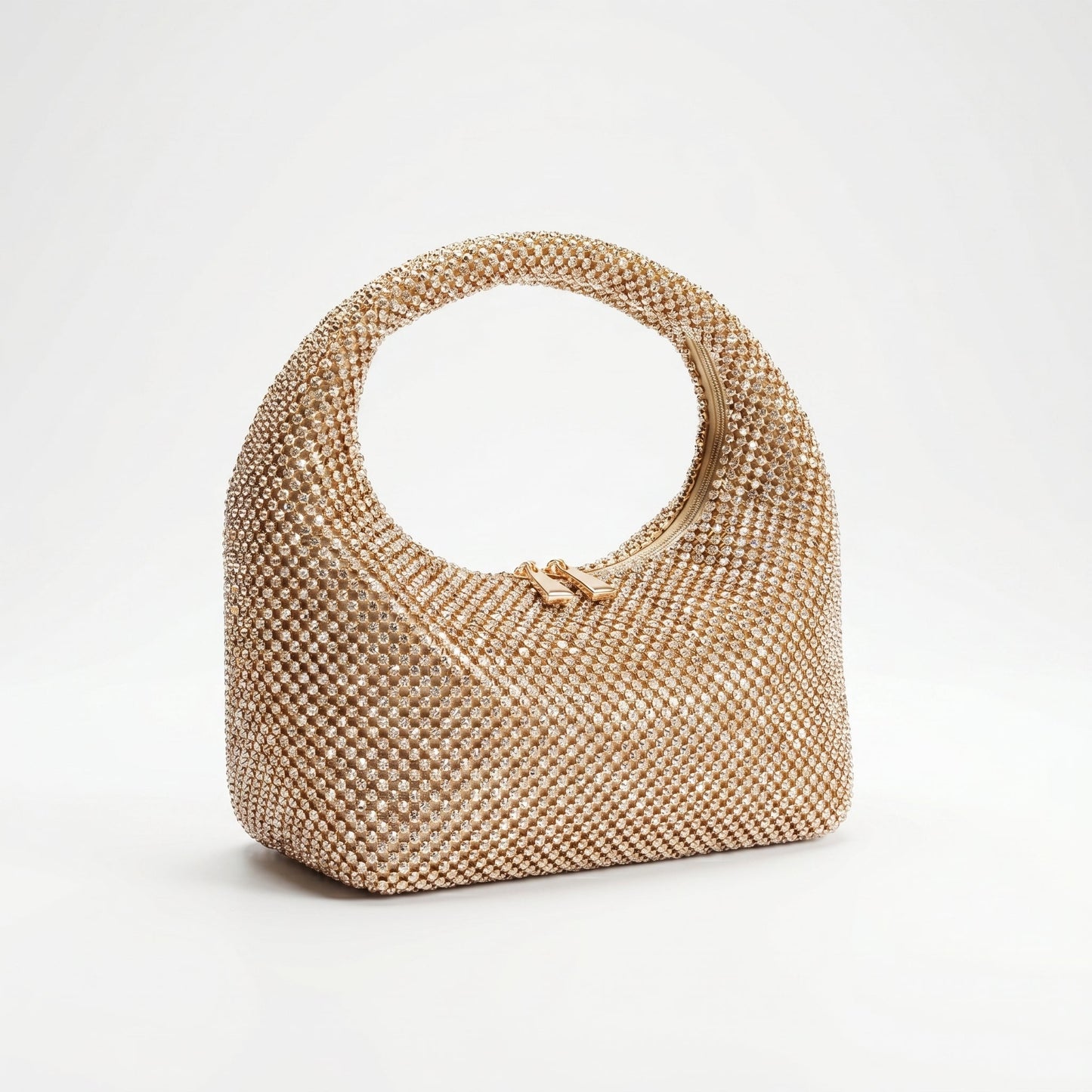 Borsa da Sera in Mesh di Strass Oro