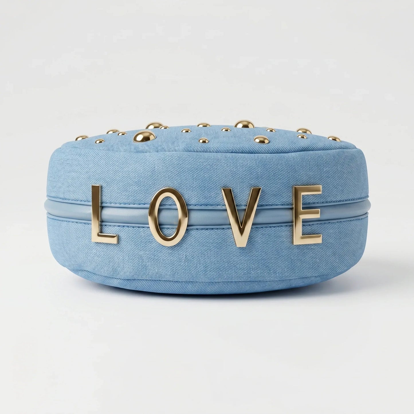 Borsa in Denim con Tracolla Rimovibile e Chiusura a Cerniera
