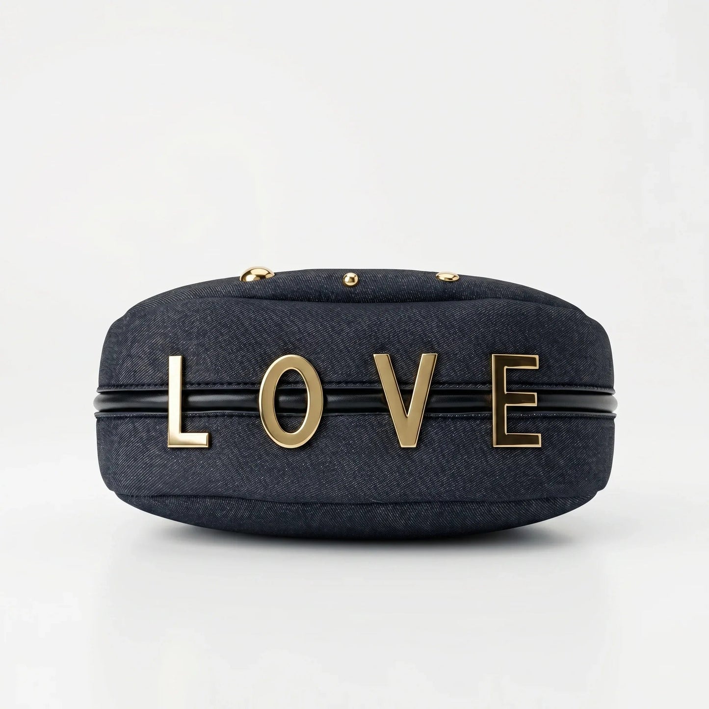 Borsa in Denim con Tracolla Rimovibile e Chiusura a Cerniera