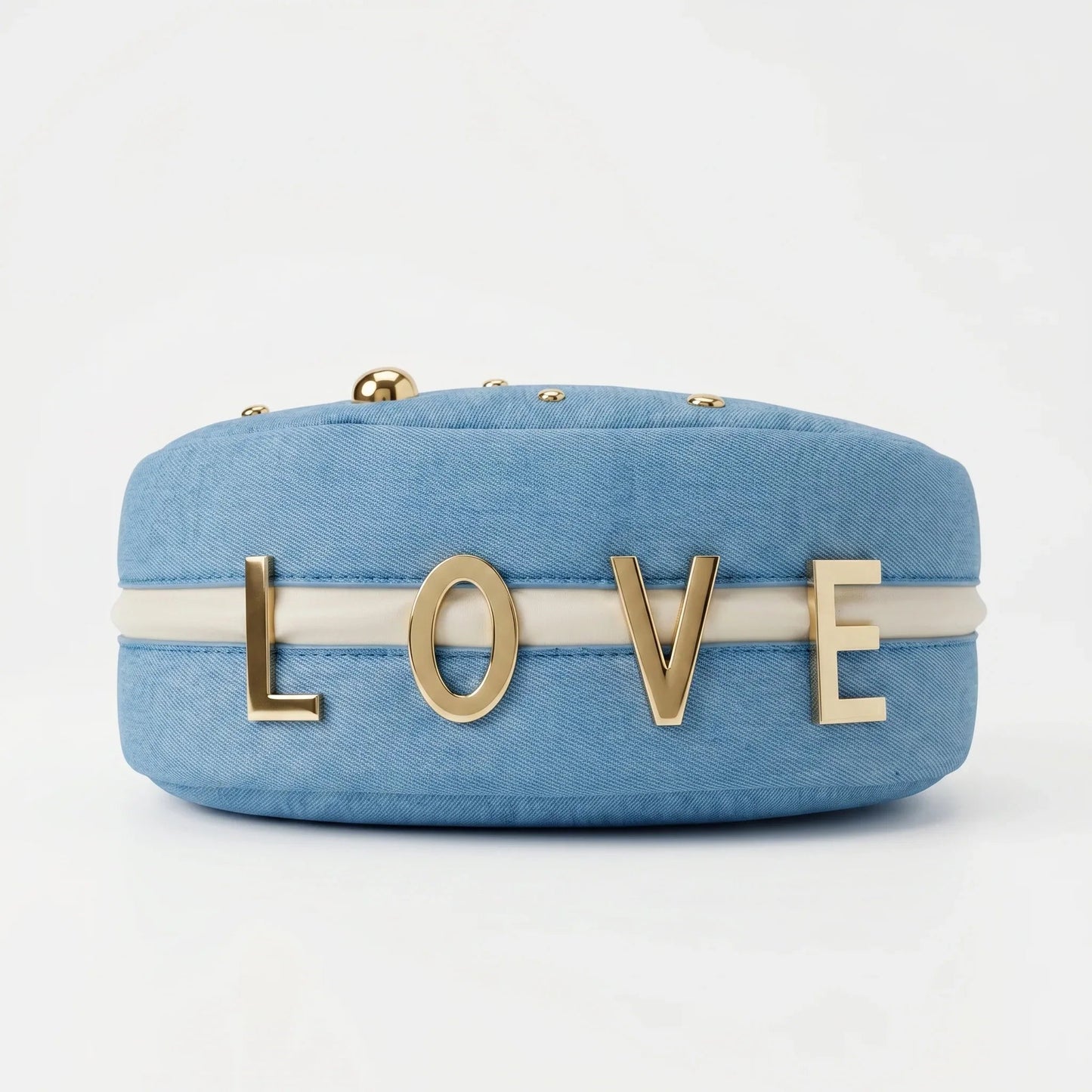 Borsa in Denim con Tracolla Rimovibile e Chiusura a Cerniera