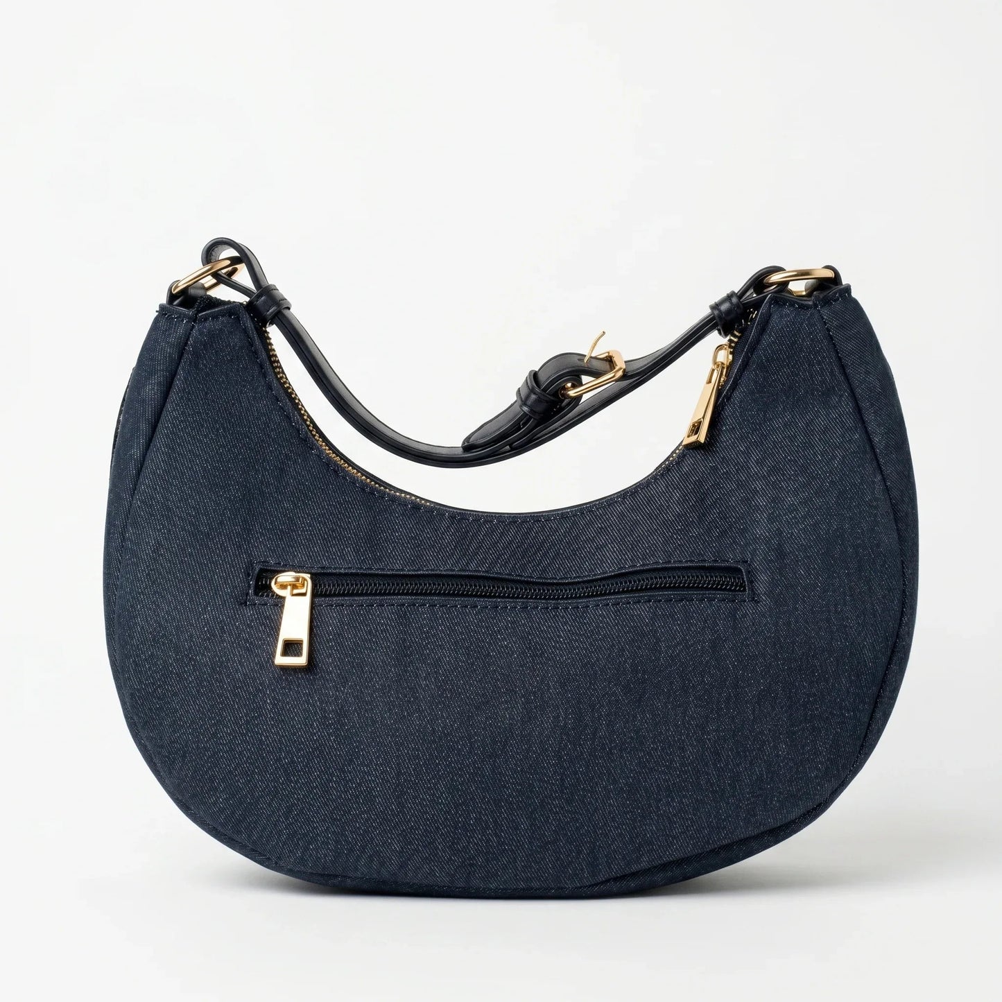 Borsa in Denim con Tracolla Rimovibile e Chiusura a Cerniera
