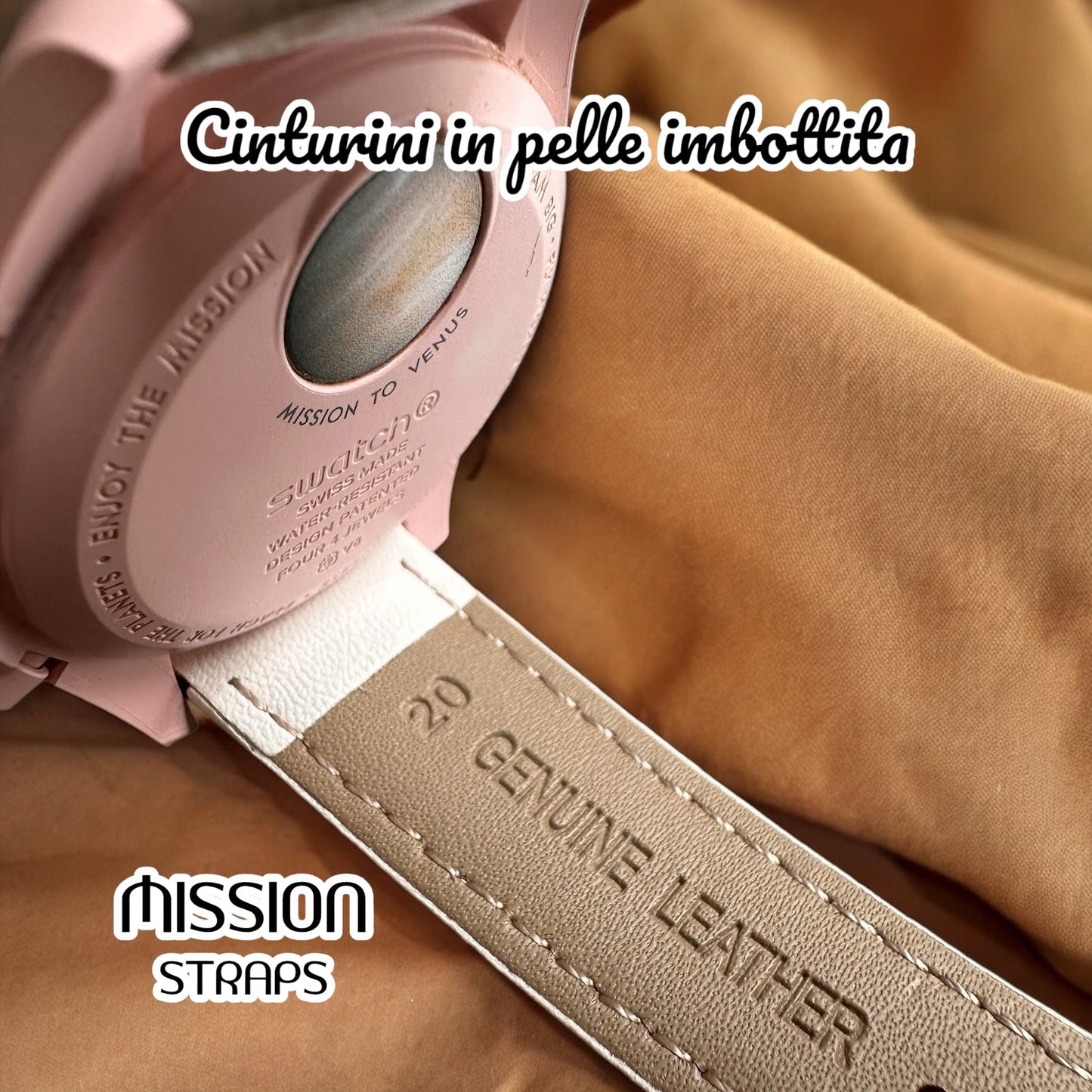 Cinturini PELLE IMBOTTITA di qualità per Omega x Swatch