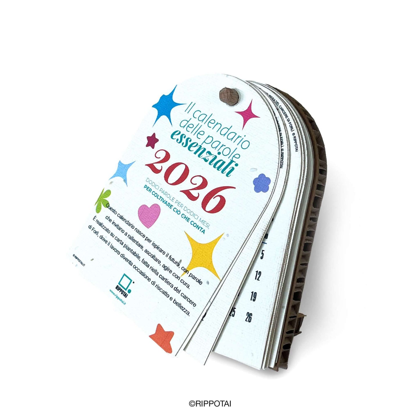 Calendario da tavolo in carta piantabile – Il calendario delle parole essenziali Rippotai