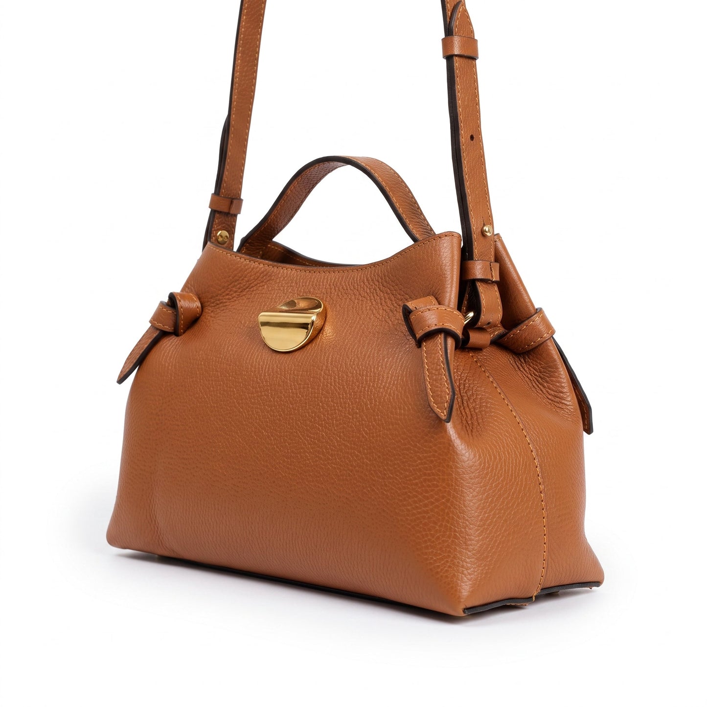 Borsa Livia in Vera Pelle – Disco Oro e Tracolla Regolabile